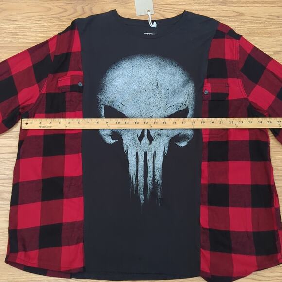 Punisher Flannel shirt / sweatshirt oversized style  XL - Picture 5 of 7